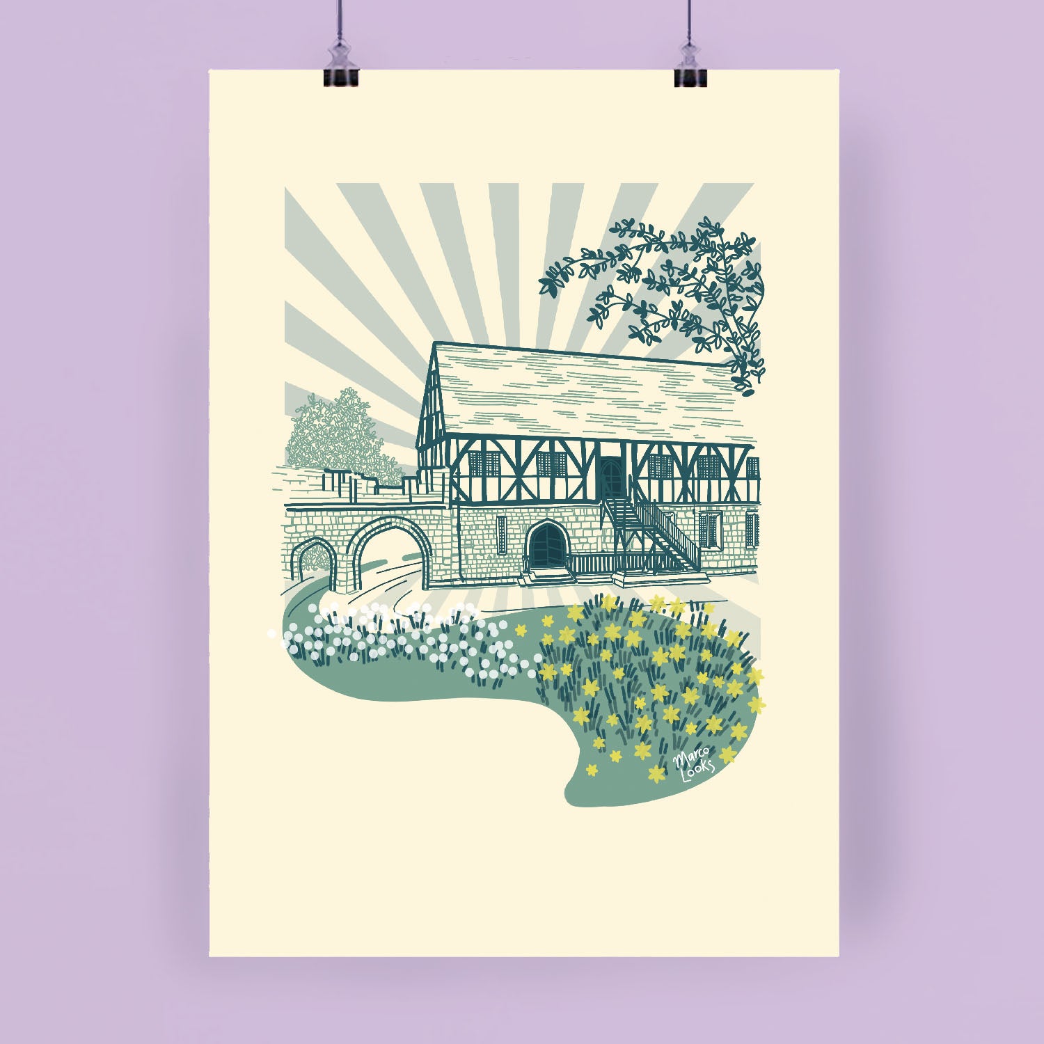 The Hospitium in Museum Gardens, York | Hand Illustrated Print